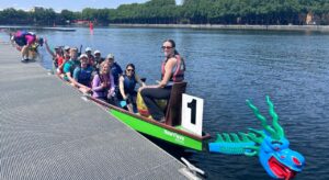 Dragon boat racing side of the river