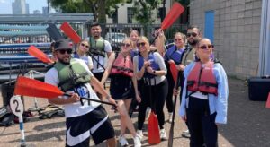 dragon boat racers posing