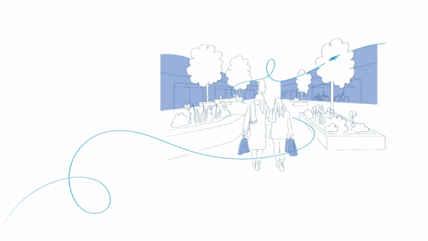 An illustration of 2 people shopping