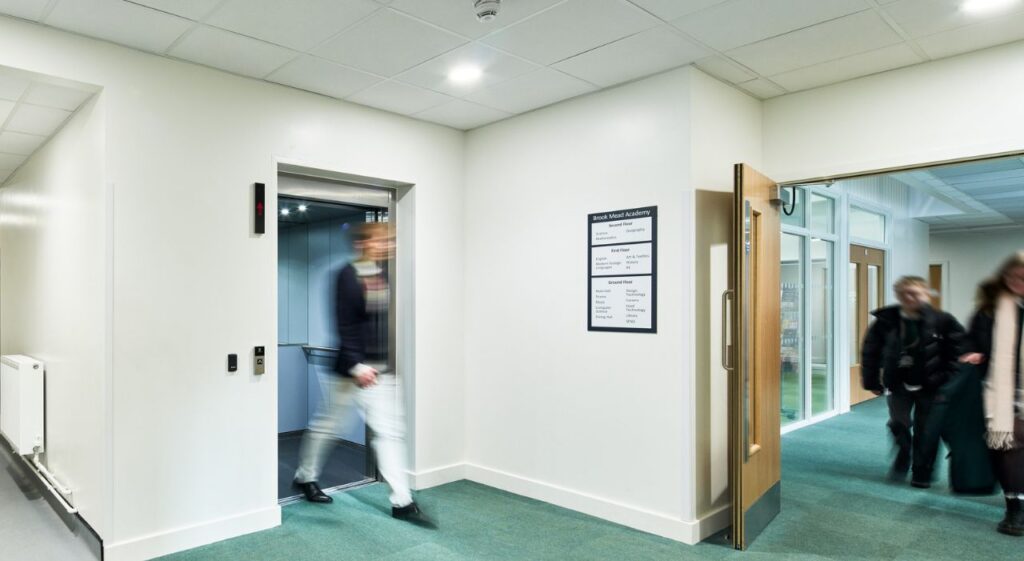 Brook Mead lift and hallway