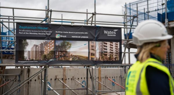 Zephaniah House topping out banner