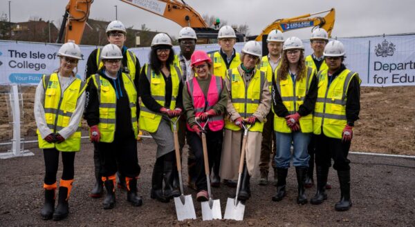 Isle of Wight College groundbreaking ceremony with young people