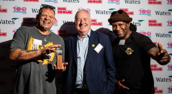 Big Issue Top 100 Changemakers 2026 – Tim Wates smiling and posing with award winners