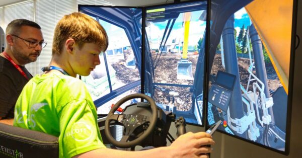 Student on a construction simulation